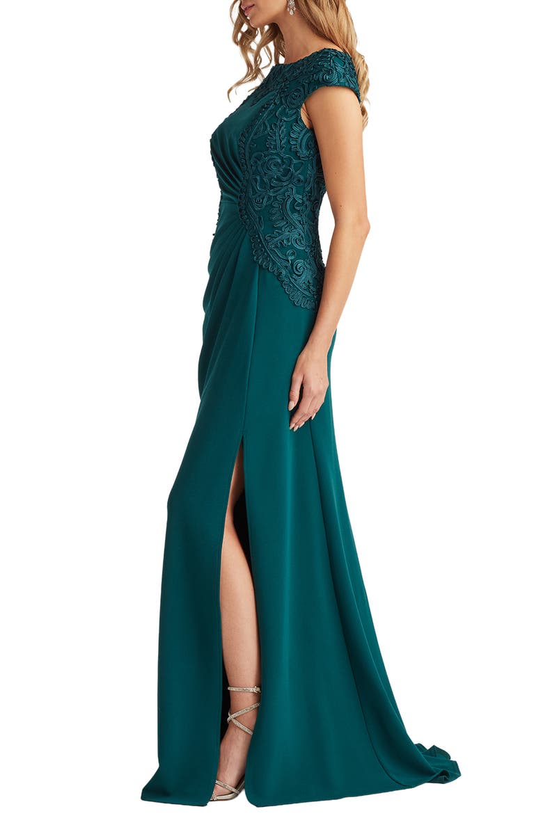 Tadashi Shoji Side Ribbon Gown, Alternate, color, Tea Leaf