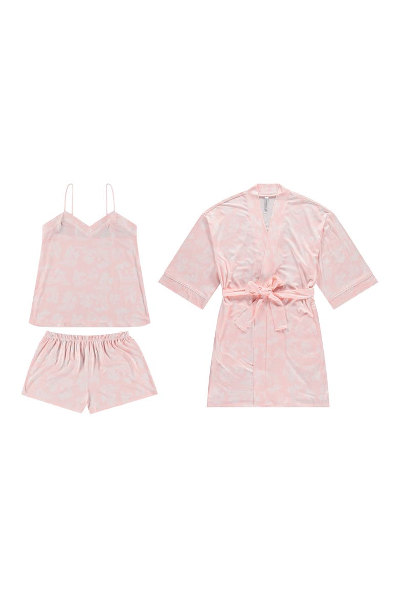 Martha Short Pajamas & Robe Set, Alternate, color, PINK