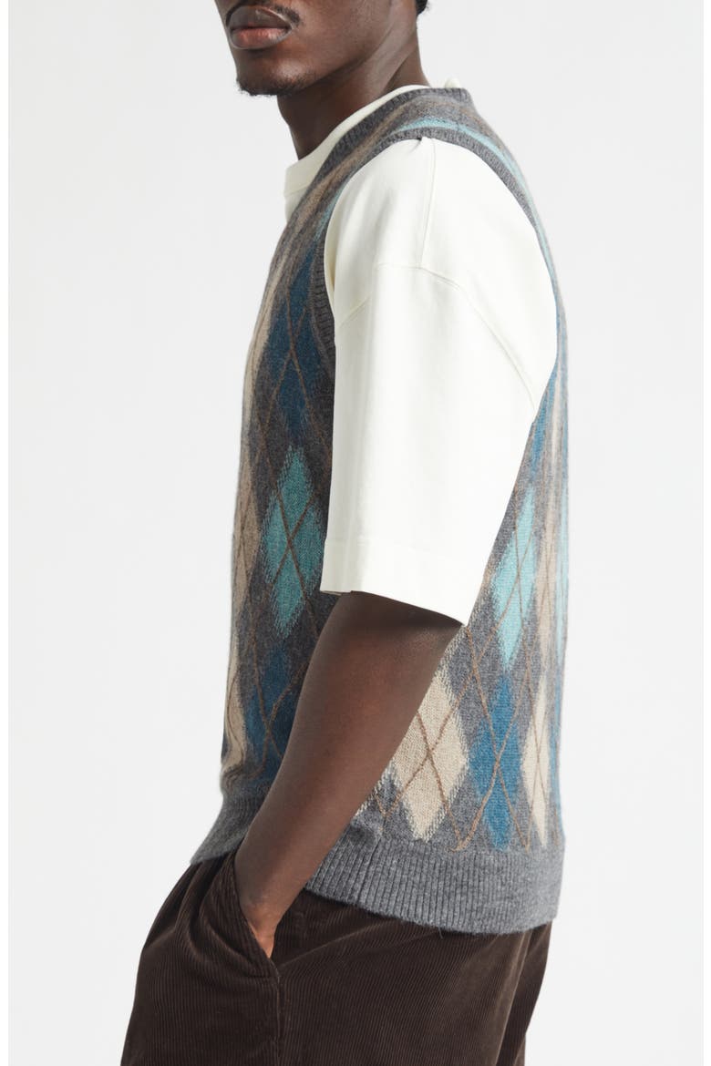 Argyle Intarsia Alpaca Sweater Vest, Alternate, color, GREY