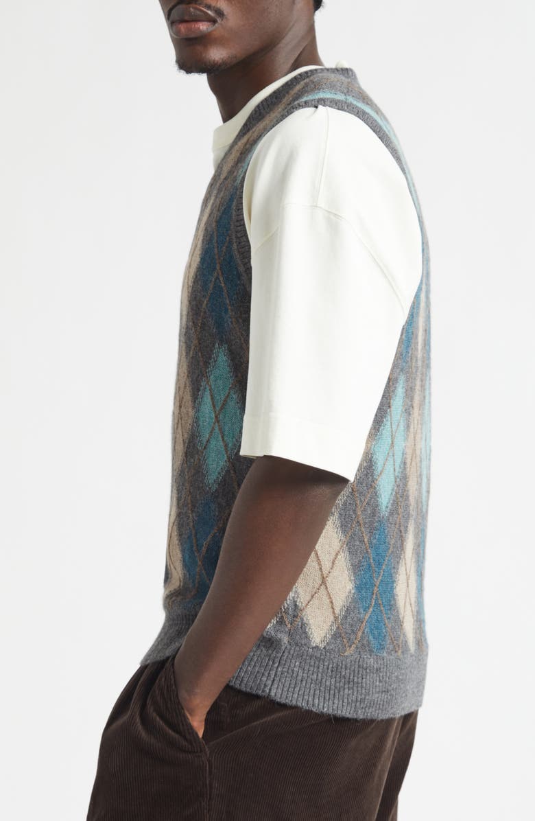 BEAMS Argyle Intarsia Alpaca Sweater Vest, Alternate, color, Grey