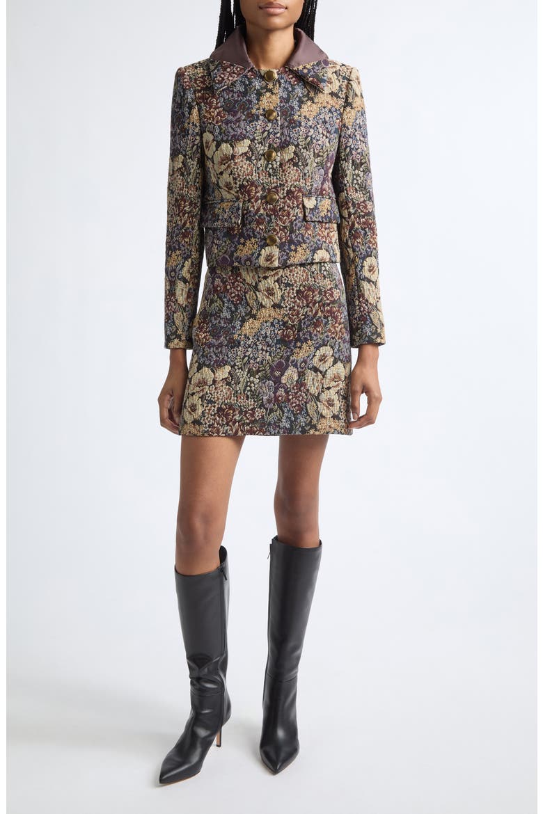 Mabel Floral Tapestry Jacket, Alternate, color, DARK EGGPLANT MULTI