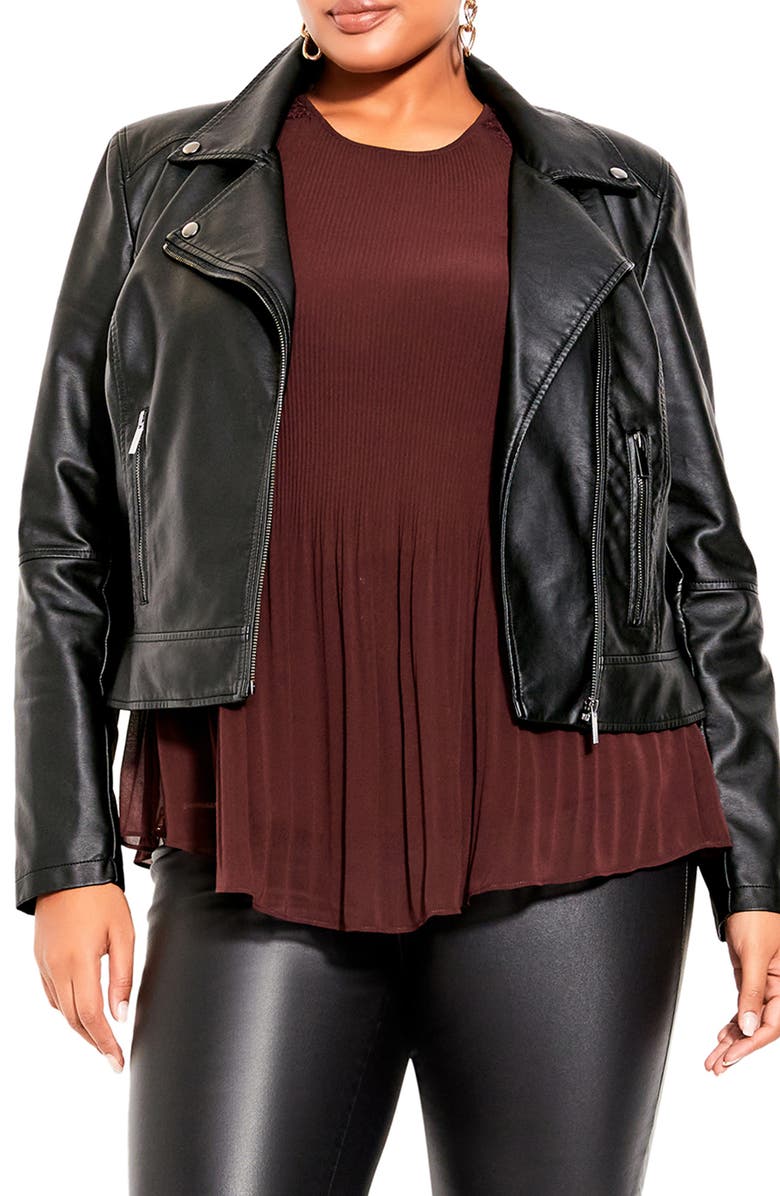 City Chic Savannah Faux Leather Jacket, Main, color,