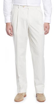 Berle Pleated Seersucker Cotton Dress Pants