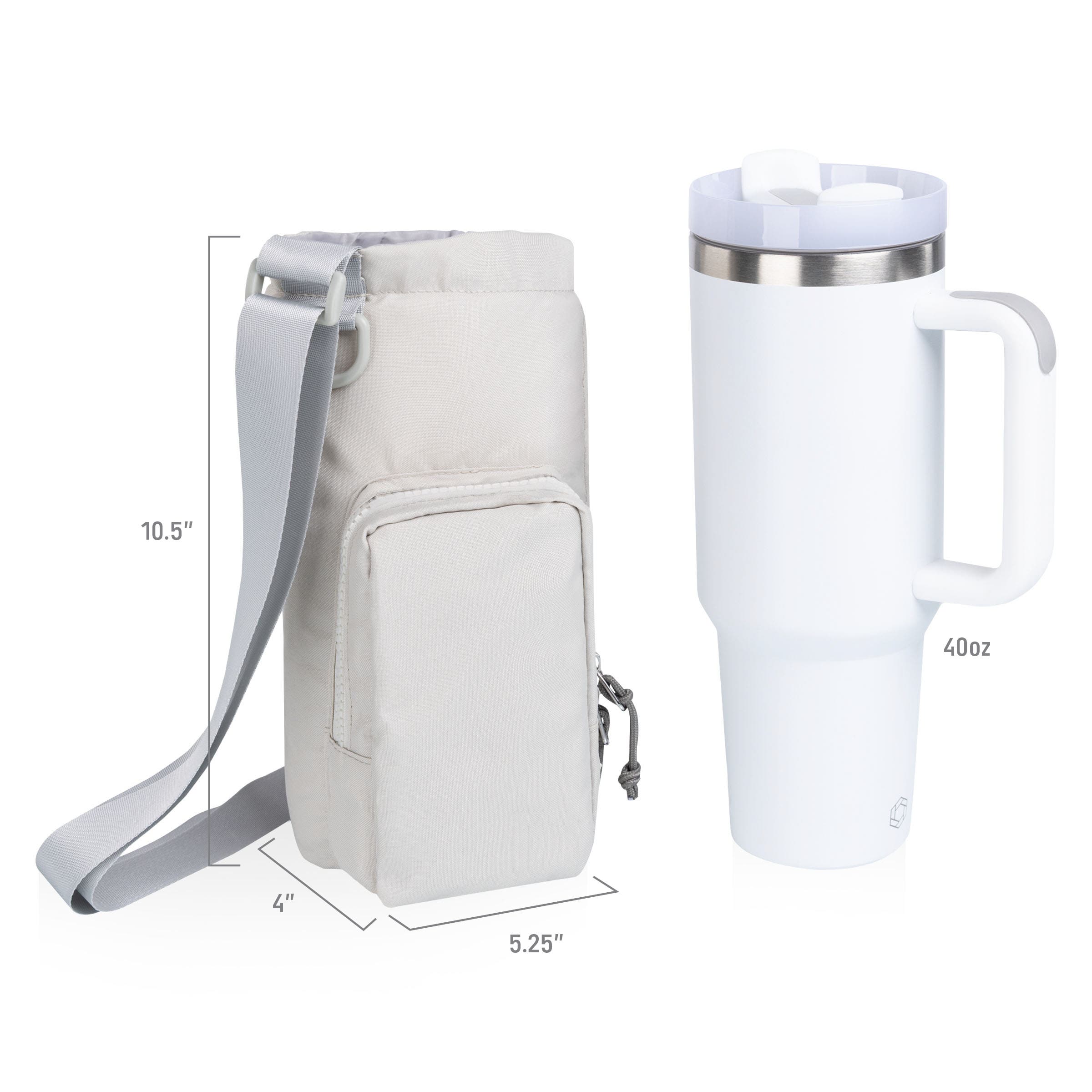 Eclipse Tumbler Tote with 40oz Stainless Travel Mug, Alternate, color, Gray & White
