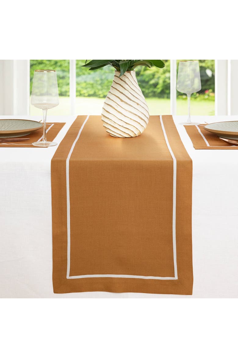 Linen Table Runner - Kensington, Main, color, Brown Sugar