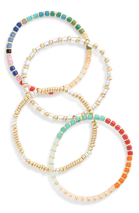 Set of 4 Beaded Stretch Bracelets