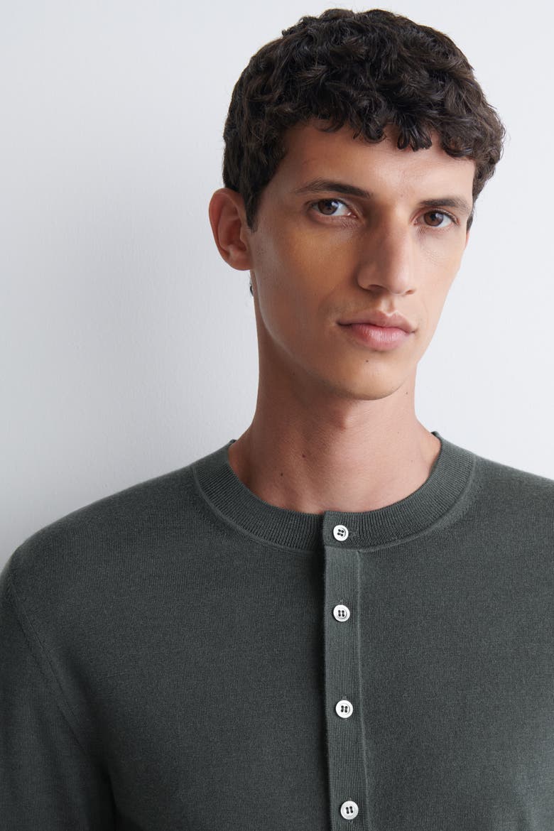 Slim Merino Wool Henley Top, Alternate, color, DARK GRAY