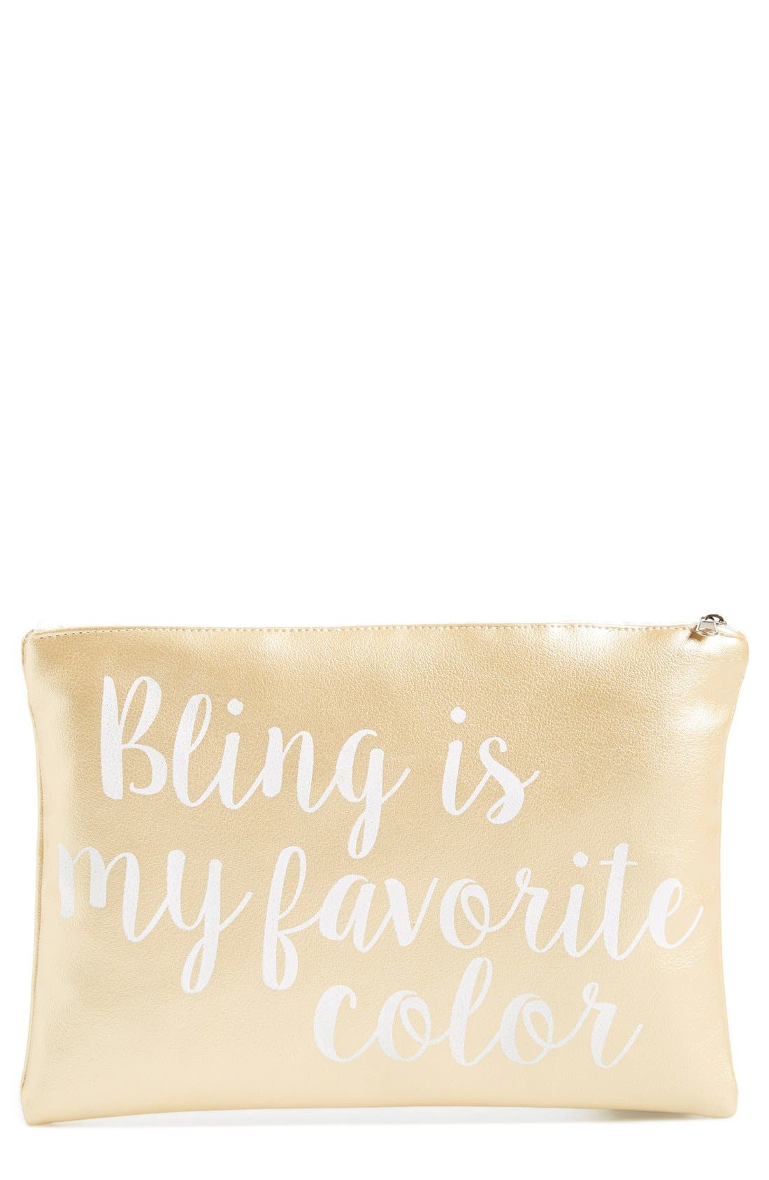 'Bling is My Favorite Color' Pouch, Main, color, GOLD