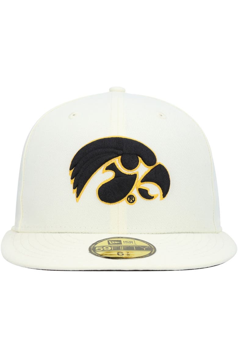 Men's New Era White Iowa Hawkeyes Chrome Color Dim 59FIFTY Fitted Hat, Alternate, color, White