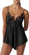 Kat The Label Ray Lace Trim Satin Teddy