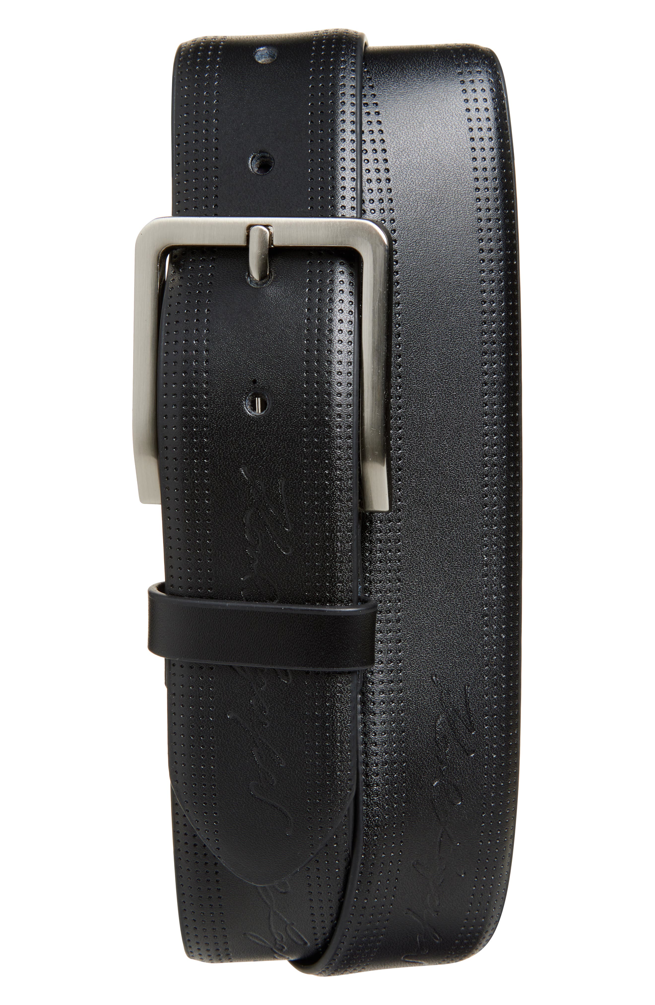 KARL LAGERFELD PARIS Debossed Logo Perforated Belt
