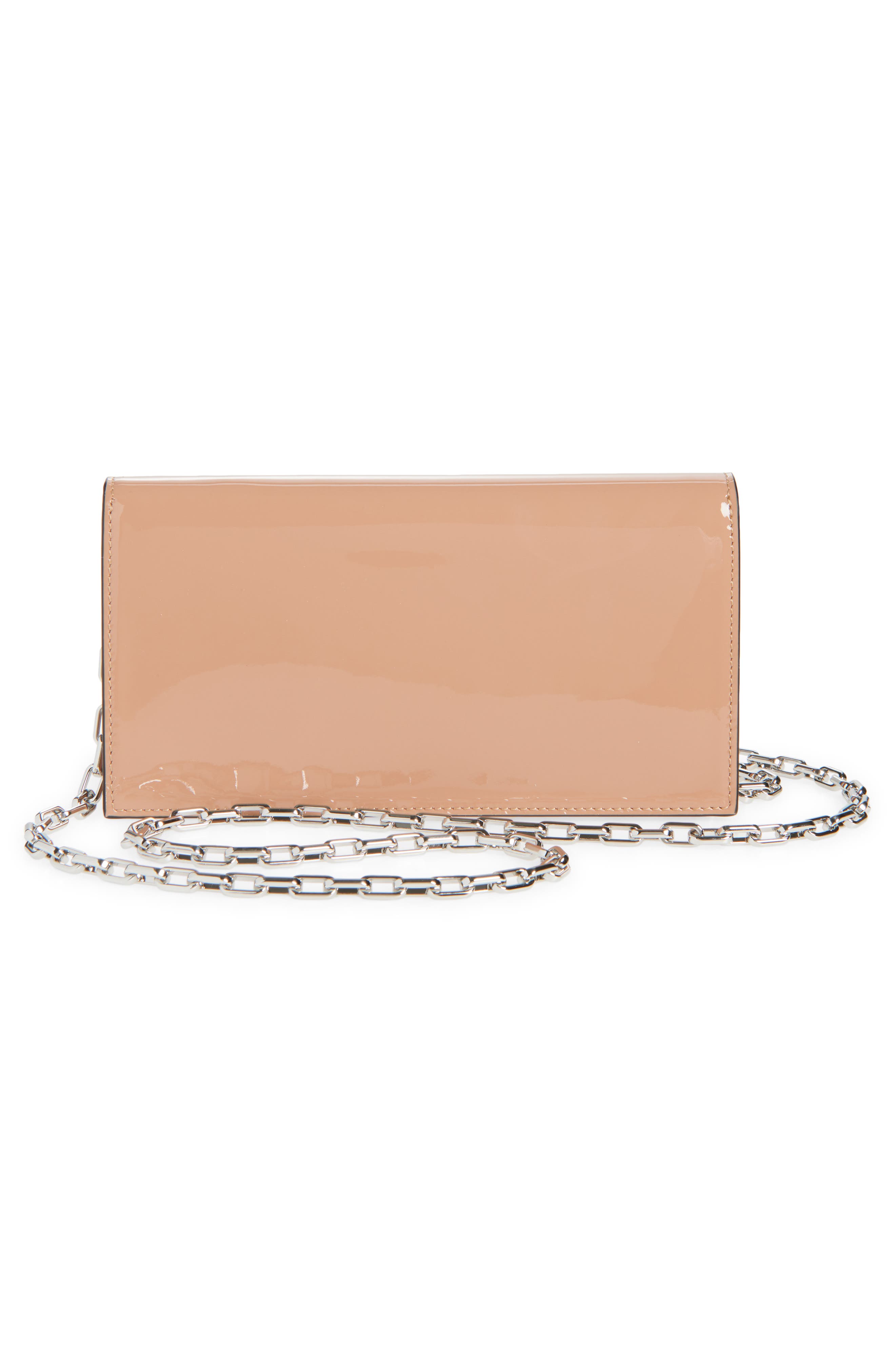 Christian Louboutin Loubi54 Patent Leather Clutch, Alternate, color, Nude/ Silver