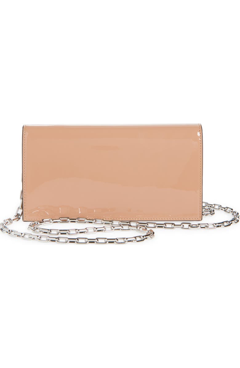 Christian Louboutin Loubi54 Patent Leather Clutch, Alternate, color, Nude/ Silver