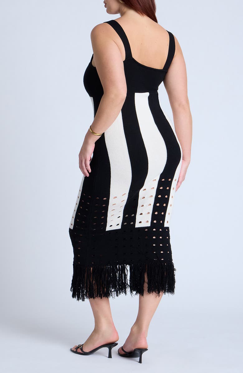 ELOQUII Stripe Fringed Tank Sweater Dress, Alternate, color, 