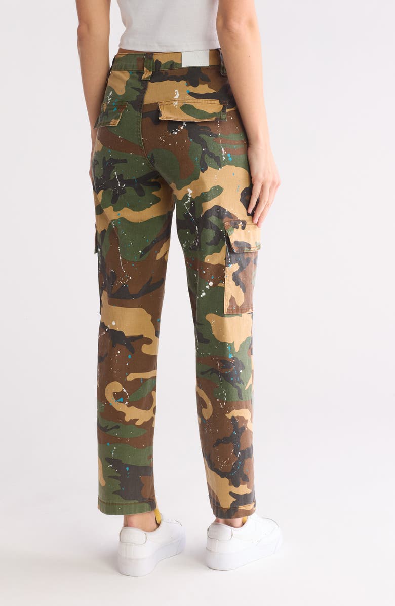FLYING ANGEL High Waist Paint Splatter Camo Cargo Pants, Alternate, color,