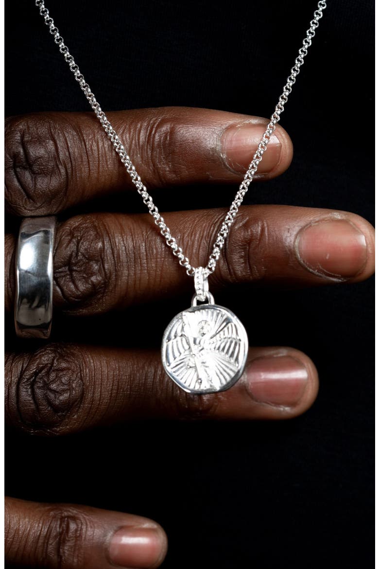 Men's St. Michael Talisman Necklace, Alternate, color, Sterling Silver