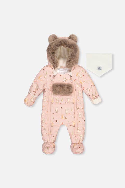 Woodland Creatures One Piece Romper & Neckwarmer Snowsuit
