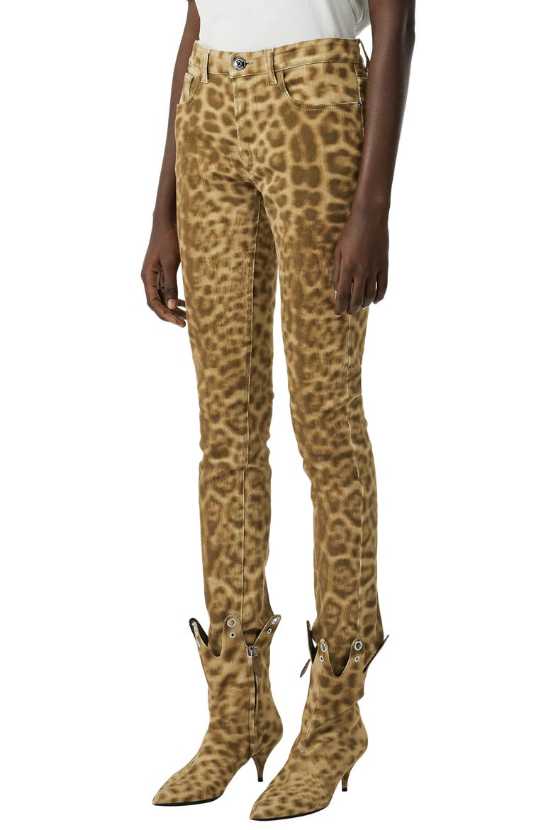 Leopard Print Skinny Jeans, Main, color, BEIGE IP PTTN