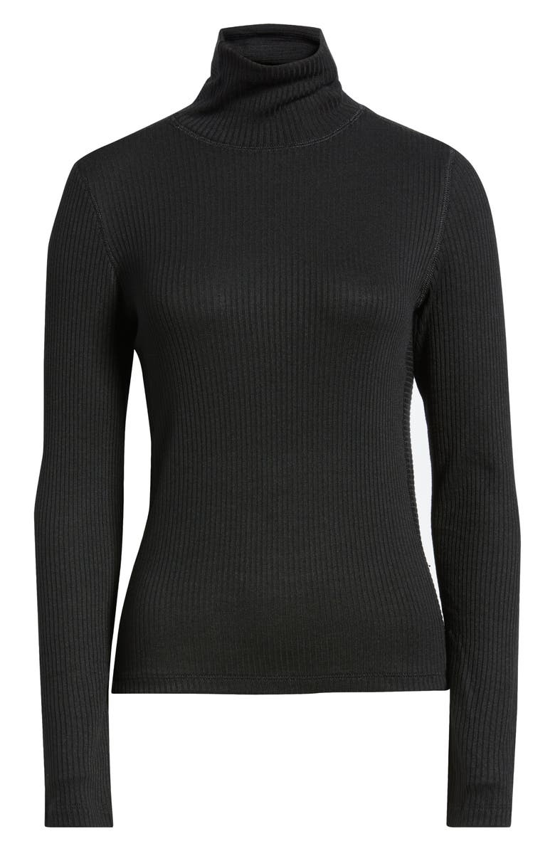 Madewell Rib Turtleneck Top, Alternate, color, Jet Black