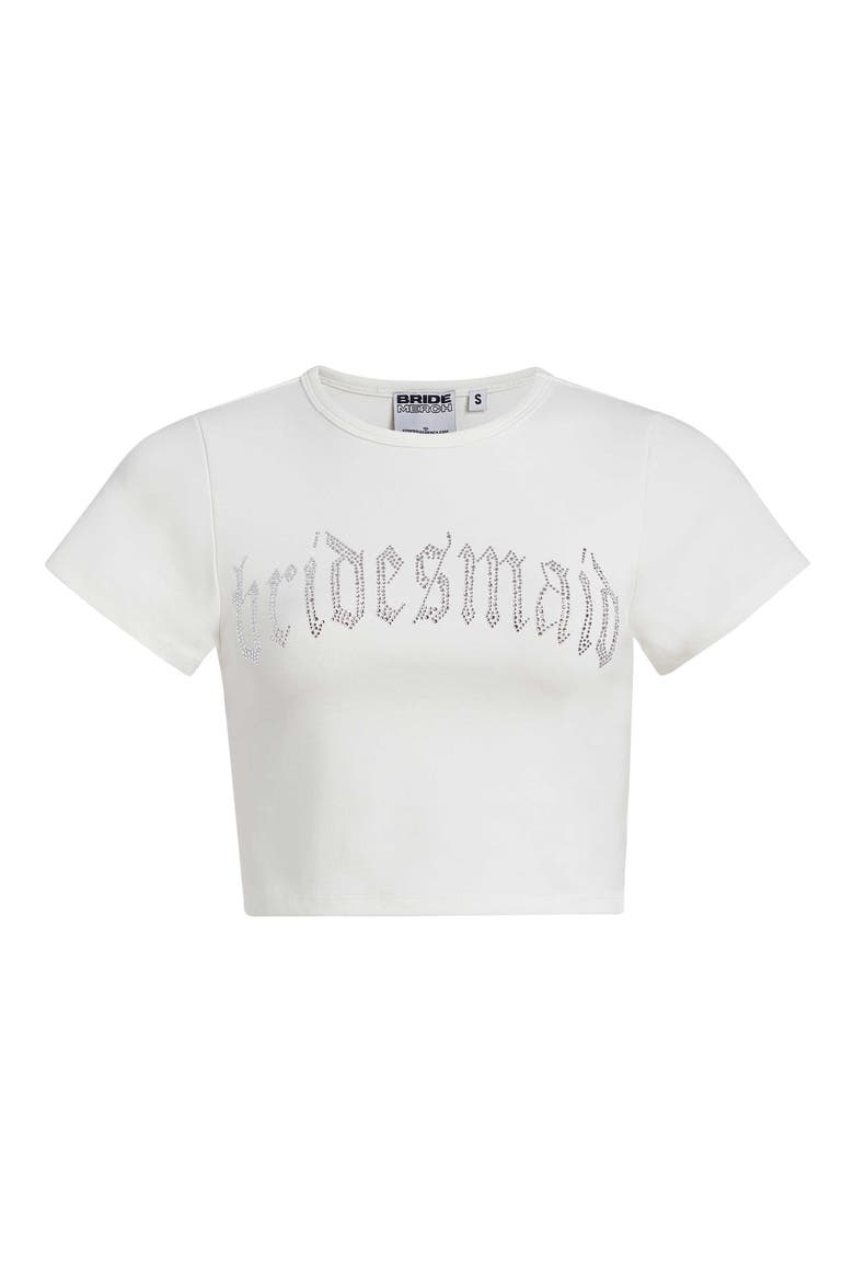Bridesmaid Rhinestone Baby Tee, Main, color, White