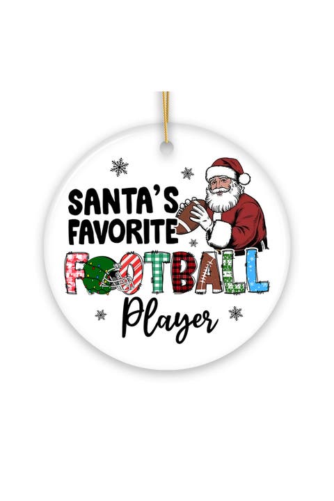 Santas Favorite Football Player Ceramic Ornament