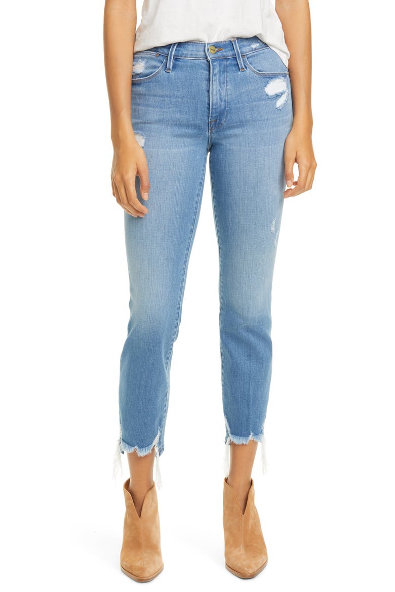 Le High Ripped Straight Leg Jeans, Main, color, LASKEY RIPS