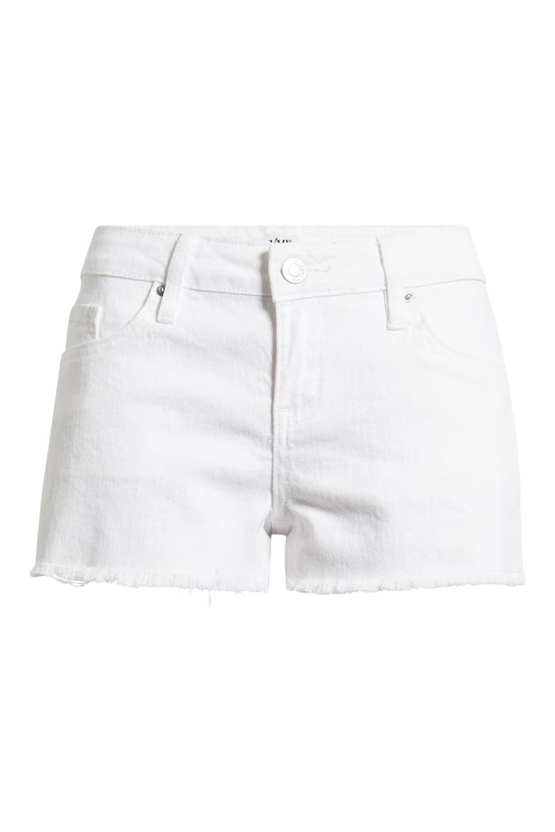 Low Rise Fray Hem Denim Shorts, Alternate, color, WHITE