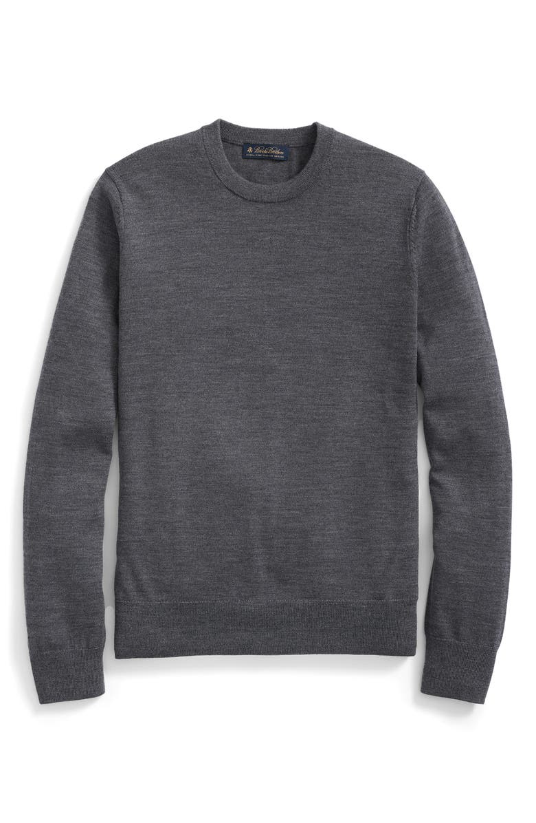 Brooks Brothers Merino Wool Crewneck Sweater, Alternate, color, Dark Grey