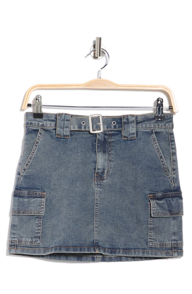 FLYING ANGEL Belted Denim Cargo Miniskirt, Alternate, color, 