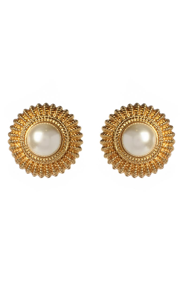 Ben-Amun Imitation Pearl Clip-On Earrings, Main, color, 