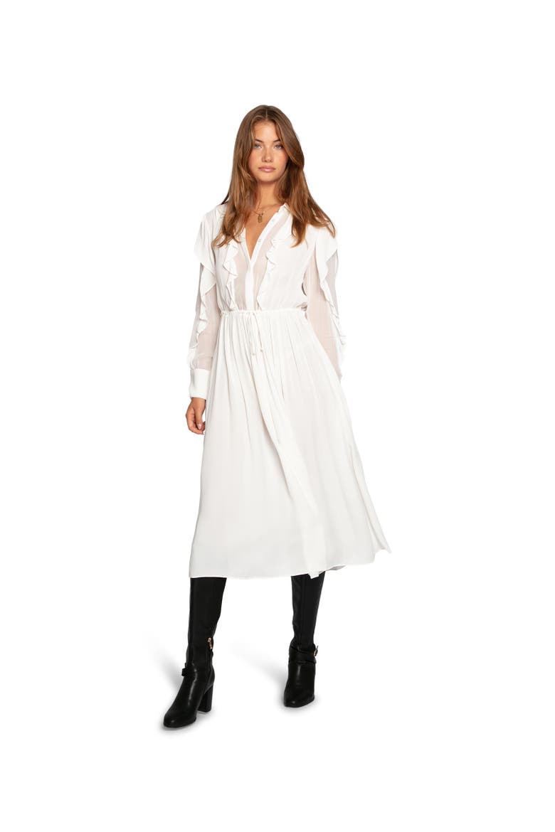 Slow Dance Frill Midi Dress, Alternate, color, White
