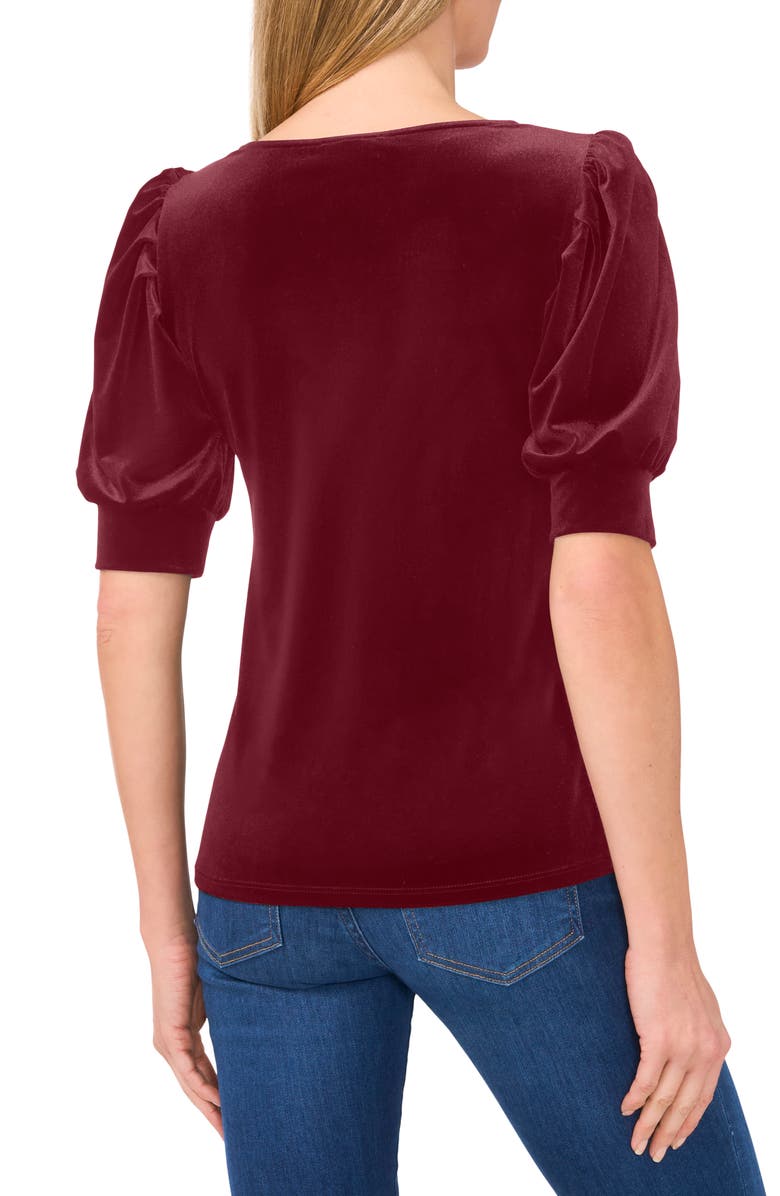 CeCe Puff Shoulder Velvet Top, Alternate, color, Majesticwine