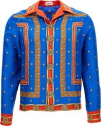 Versace Trompe l'Oeil Print Silk Twill Bowling Shirt