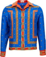 Versace Trompe l'Oeil Print Silk Twill Bowling Shirt