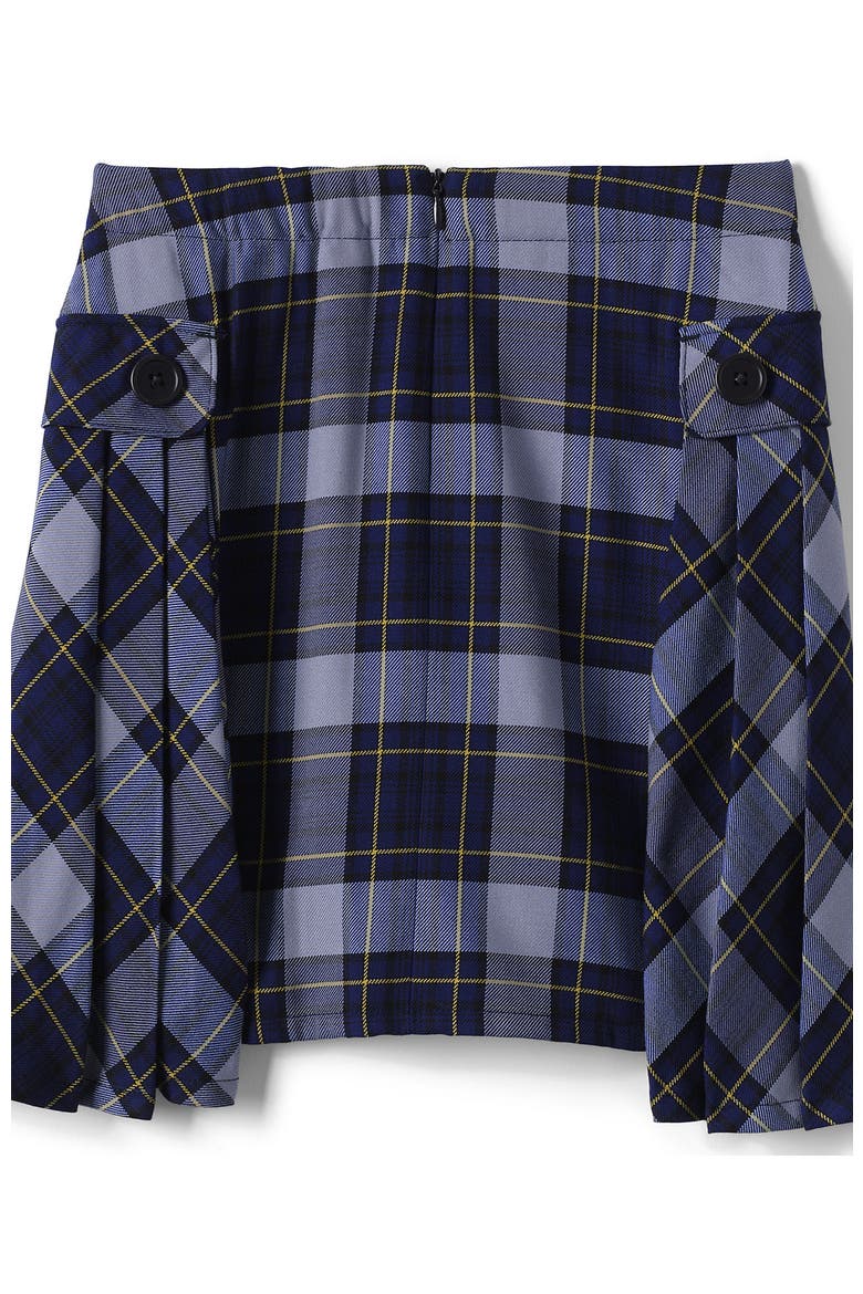 Girls Plus Side Pleat Plaid Skort Above the Knee, Alternate, color, Classic Navy Plaid