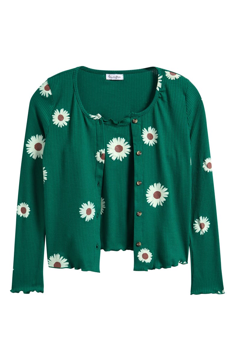 Love, Fire Kids' Tank & Cardigan Set, Main, color, Green Floral