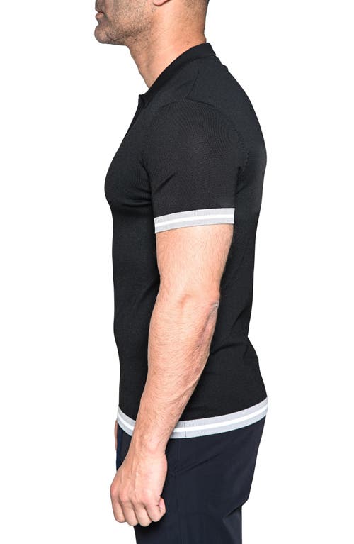 Maceoo Deep Black Quarter Zip Polo In Black