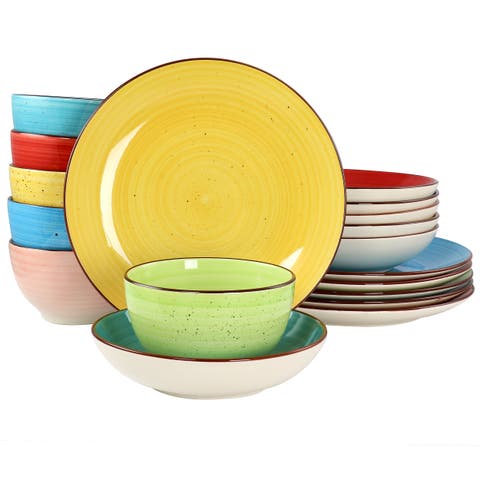 Sebastian 18 Piece Double Bowl Stoneware Dinnerware Set