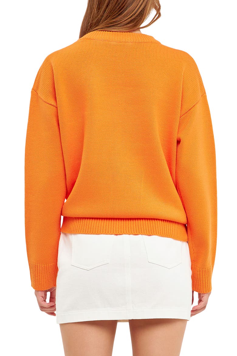 Weekday Motif Sweater, Alternate, color, ORANGE/ RED