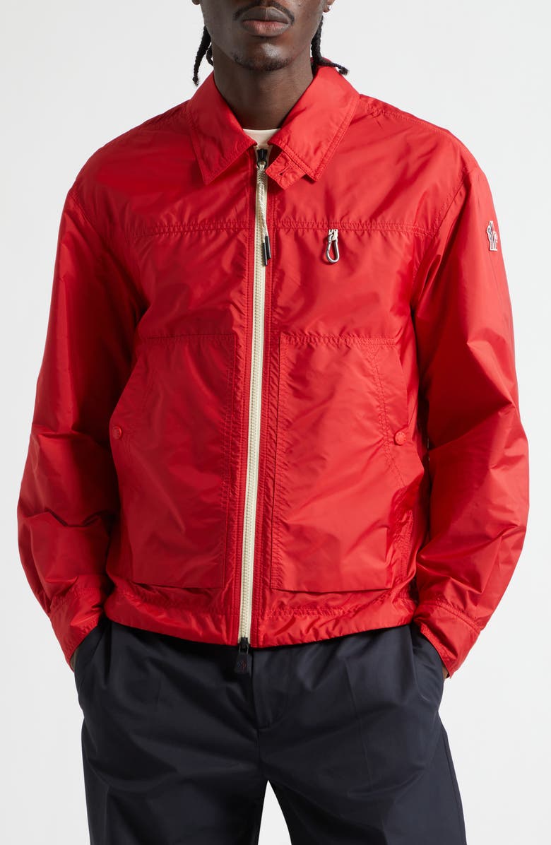 Moncler Grenoble Brive Water Repellent Packable Shirt Jacket, Main, color, Fire Red