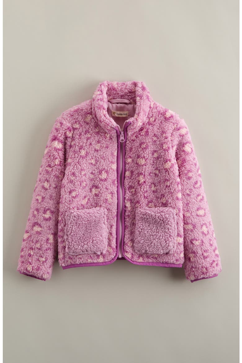 Kids' Faux Fur Jacket, Main, color, PINK LAVENDER CHEERFUL LEOPARD