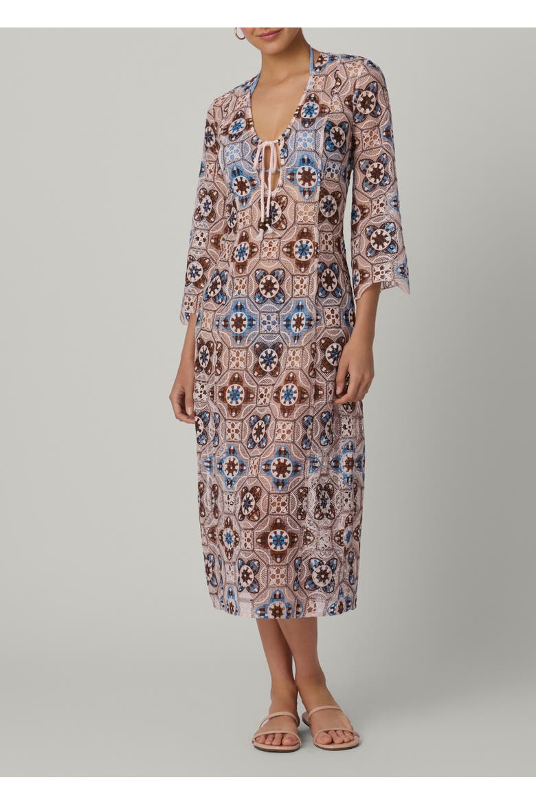 Cannes Medallion Crochet Maxi Cover Up, Main, color, Mocha Multi