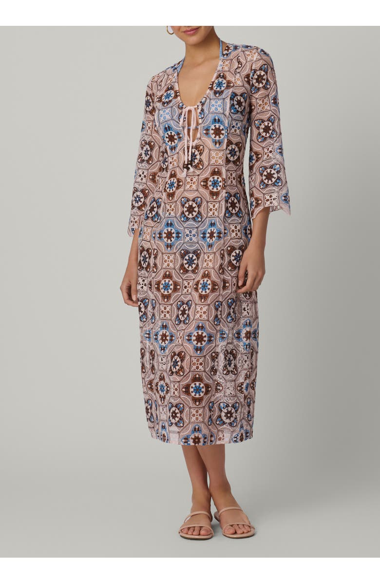 Shoshanna Cannes Medallion Crochet Maxi Cover Up, Main, color, Mocha Multi