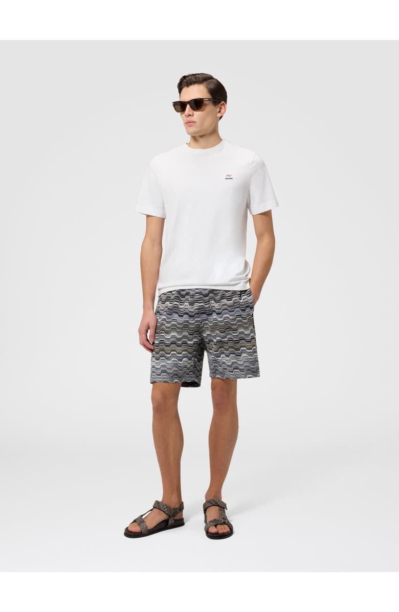 Missoni Cotton Shorts With Raschel Knit And Greek Motif, Alternate, color, Blue Multi