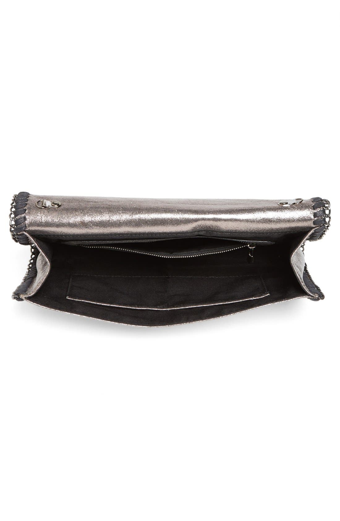 Metallic Chain Clutch, Alternate, color, GUNMETAL