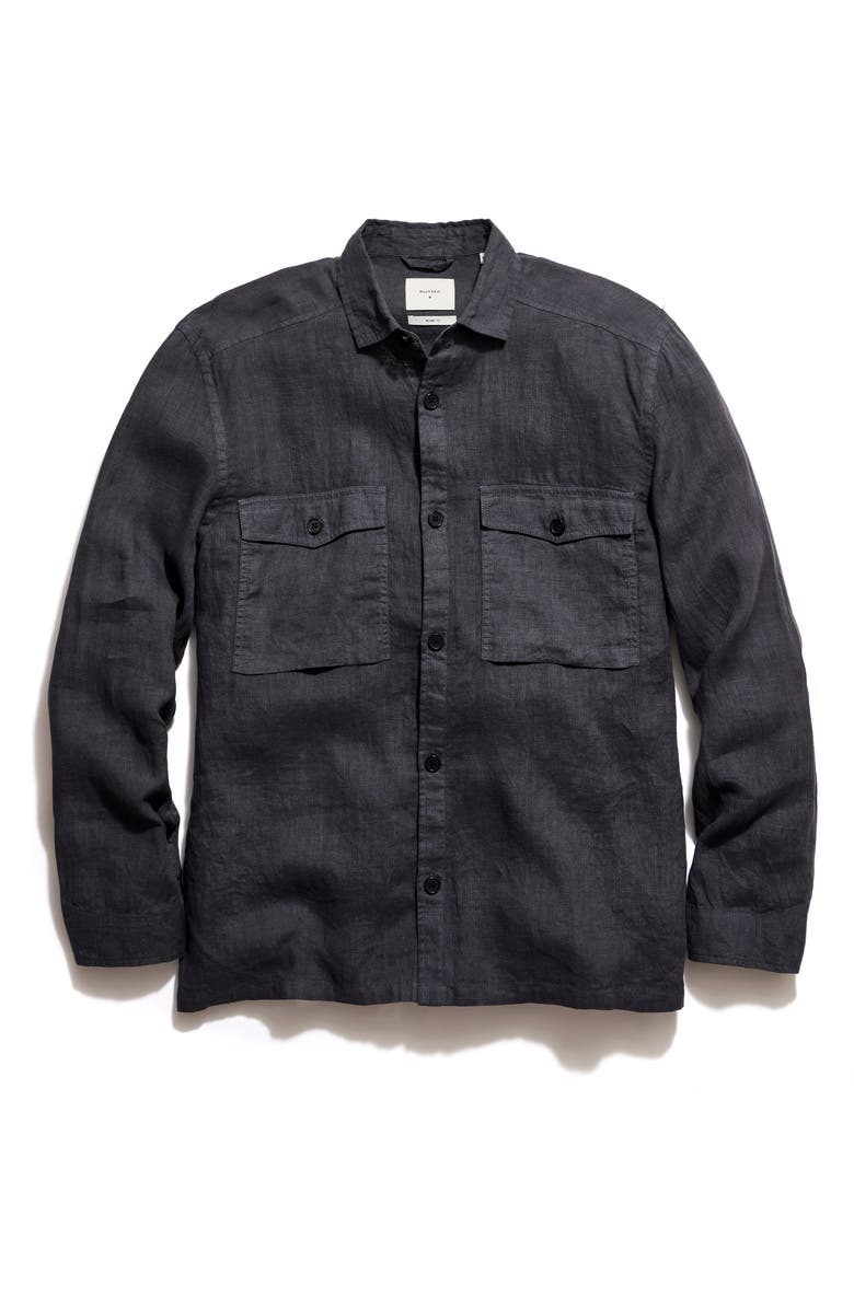 Billy Reid Linen Carpenter Overshirt, Alternate, color, Asphalt