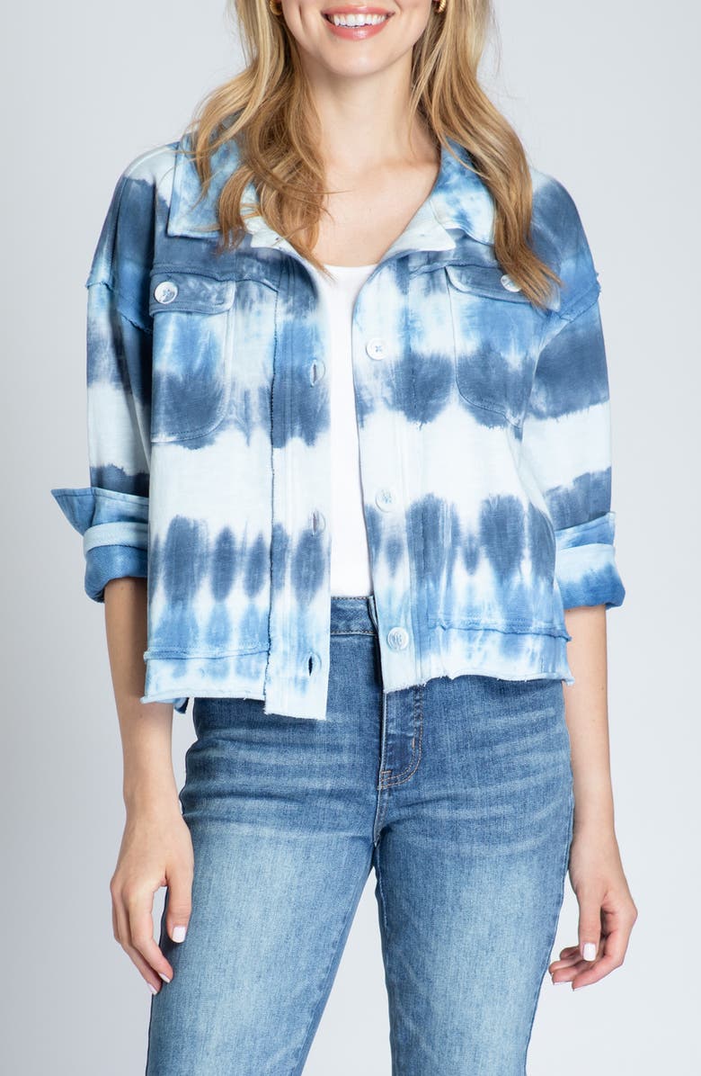 APNY Tie Dye Stripe Cotton Knit Jacket, Main, color, 