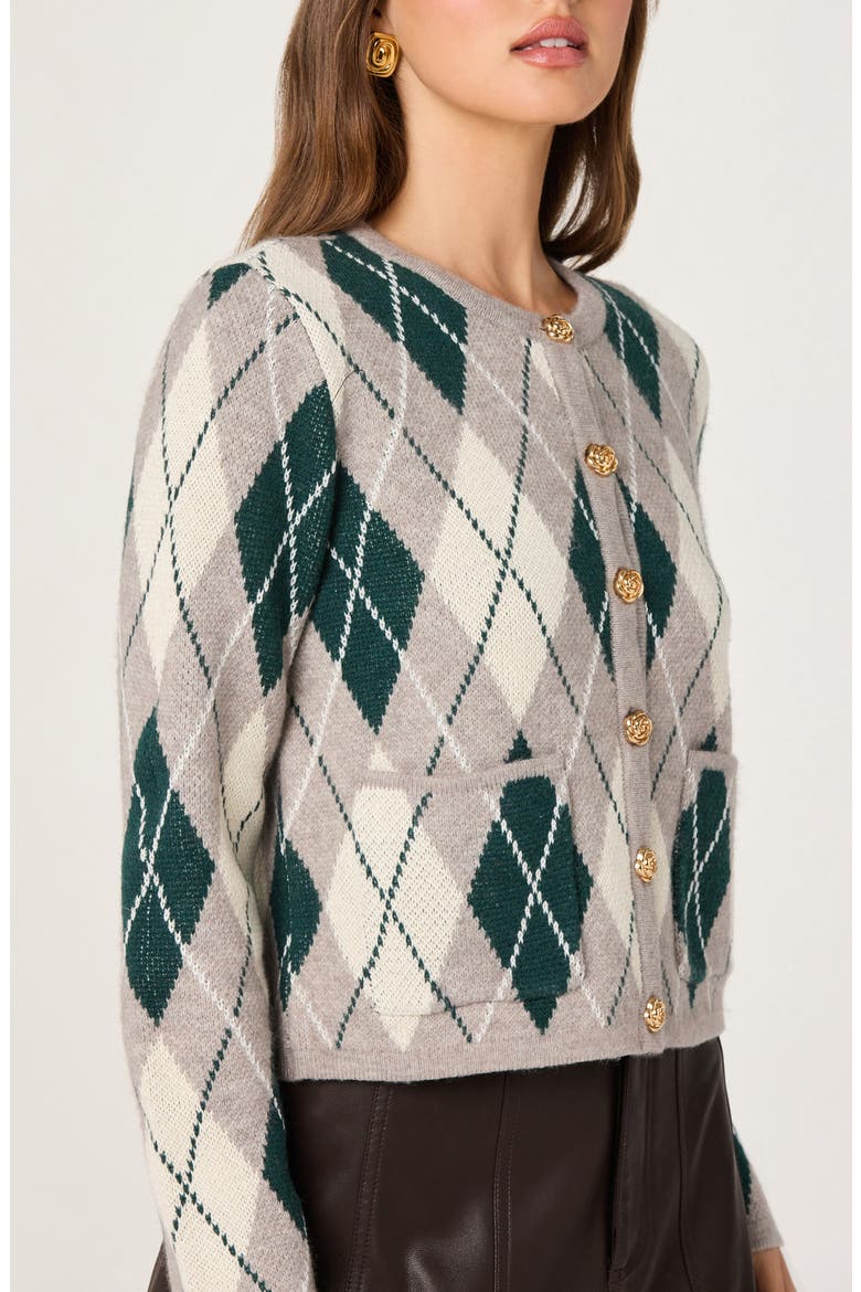 Argyle Cardigan, Alternate, color, GREY GREEN