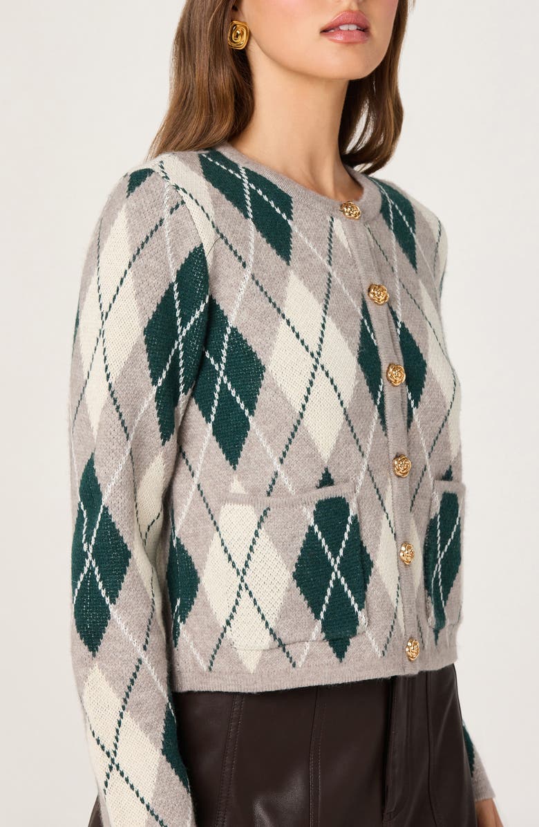 ASTR the Label Argyle Cardigan, Alternate, color, Grey Green