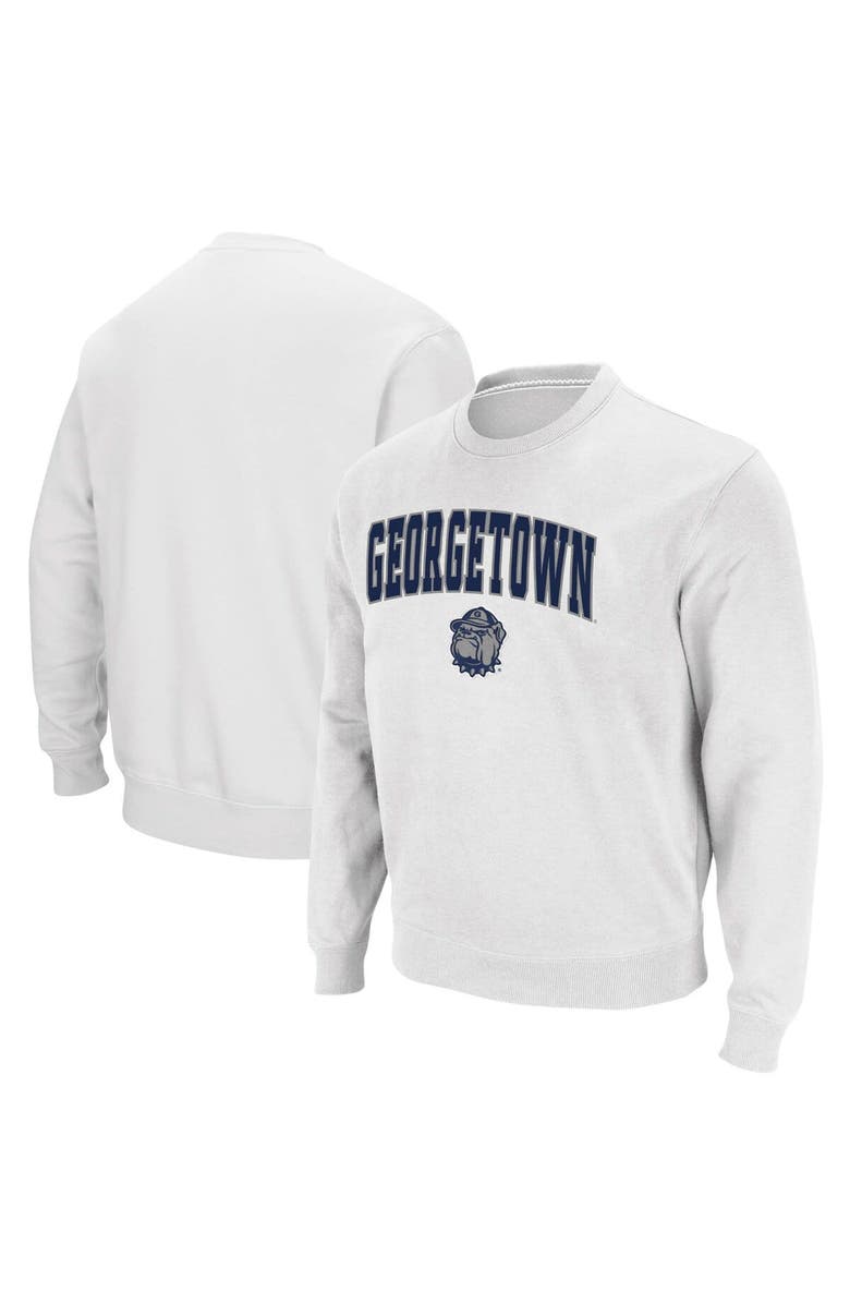 COLOSSEUM Men's Colosseum White Georgetown Hoyas Arch & Logo Tackle Twill Pullover Sweatshirt, Main, color, White